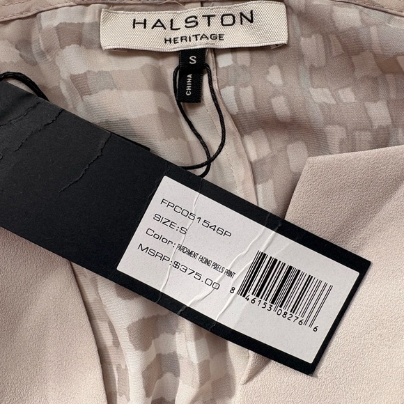 Halston Heritage Cream-Ivory Sheer Checked Tunic with Belt - Picture 3 of 12